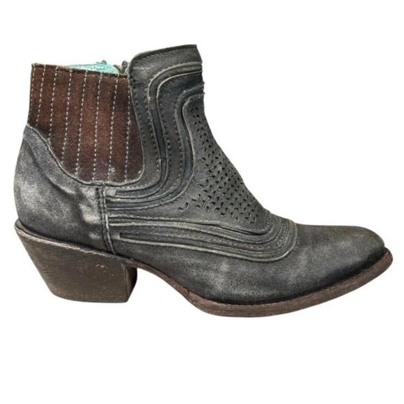 Corral Shoes - Corral  Gray Lamb Laser Cut Ankle Boots Booties